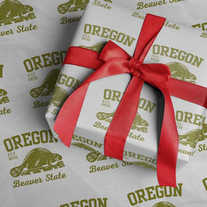 Beaver State Oregon Wrapping Paper Roll Est 1859 Vintage Flag TS02 White Print Your Wear