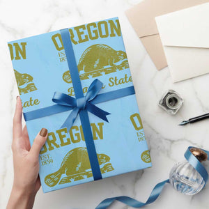Beaver State Oregon Wrapping Paper Roll Est 1859 Vintage Flag TS02 Light Blue Print Your Wear
