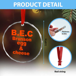 B.E.C. Brunson Egg and Cheese Sandwich Pun Crystal Glass Ornament Funny New York Bodega Breakfast Basketball Fan TS02 Print Your Wear