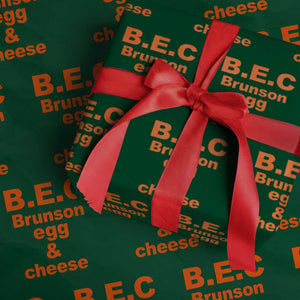 B.E.C. Brunson Egg and Cheese Sandwich Pun Wrapping Paper Roll Funny New York Bodega Breakfast Basketball Fan