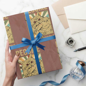 Become Ungovernable Cat Wrapping Paper Roll Funny Retro Cat Bite Horror Anime TS11 Mocha Print Your Wear