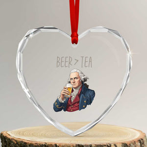 Beer Greater Than Tea Funny Founding Fathers Heart Crystal Glass Ornament American History Drinking Boston Tea Party Sarcasm