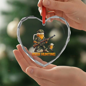 Beer Hunting Season Open Heart Crystal Glass Ornament Beer Hunter Brew Lover Humor