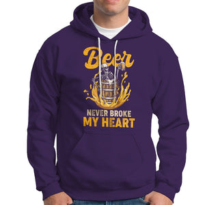 Beer Never Broke My Heart Funny Skeleton Drinking Beer Lover Hoodie TS02 Purple Printyourwear