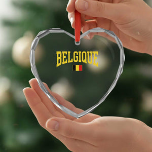 Belgium Belgique Throwback Design Vintage Belgian Flag Jersey Style Heart Crystal Glass Ornament TS11 Print Your Wear