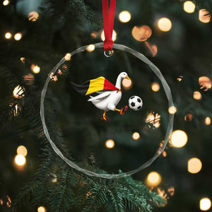 Belgium Soccer Goose Crystal Glass Ornament Belgian Flag Patriotic Football Fan Graphic