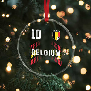 Belgium Soccer Sports Graphic Number 10 Jersey Style Crystal Glass Ornament Proud Belgian Football Fans Game Day Pride