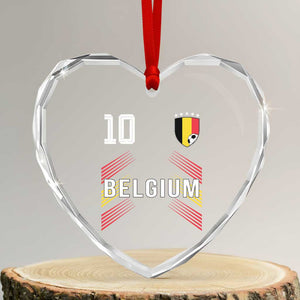 Belgium Soccer Sports Graphic Number 10 Jersey Style Heart Crystal Glass Ornament Proud Belgian Football Fans Game Day Pride TS02 Transparent Glass 3'' Heart Print Your Wear