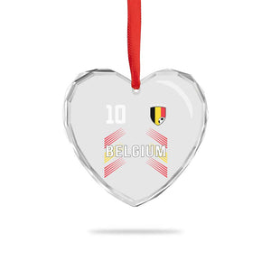 Belgium Soccer Sports Graphic Number 10 Jersey Style Heart Crystal Glass Ornament Proud Belgian Football Fans Game Day Pride TS02 Print Your Wear