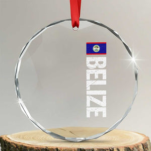 Belize Flag Crystal Glass Ornament Distressed Central American Pride Heritage Gift