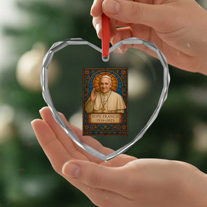 Beloved Pope Francis Heart Crystal Glass Ornament 1936-2025 Memorial TS02 Print Your Wear