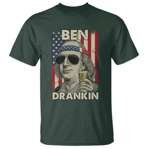 Benjamin Franklin T Shirt Ben Drankin' Funny 4th Of July TS02 Dark Forest Green Printyourwear