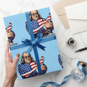 Benjamin Franklin Wrapping Paper Roll Freedom Liberty Independence American History TS12 Light Blue Print Your Wear