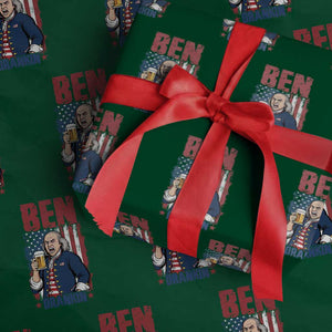 Benjamin Franklin Wrapping Paper Roll Funny Patriotic Founding Father TS12 Green Print Your Wear