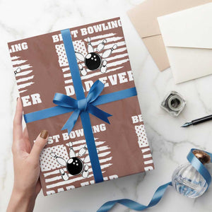 Best Bowling Dad Ever Wrapping Paper Roll American Flag Patriotic Bowler Gift TS12 Mocha Print Your Wear