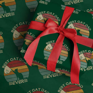 Best Cat Dad Ever Wrapping Paper Roll Funny Cat Lover Gift Fathers Day TS10 Green Print Your Wear