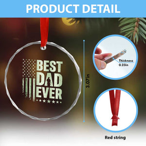 Best Dad Ever Crystal Glass Ornament Military Camo American Flag Father's Day TS14 Print Your Wear
