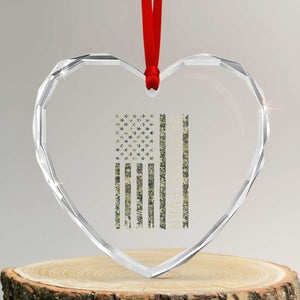 Best Dad Ever Heart Crystal Glass Ornament Patriotic USA Flag 4th of July Camo American Flag Camouflage