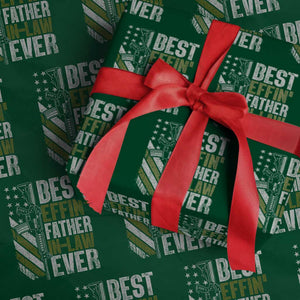Best Effin’ Father In Law Ever Wrapping Paper Roll FIL Gun American Flag TS10 Green Print Your Wear