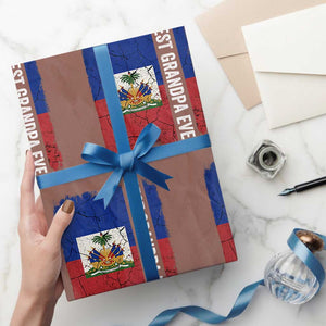 Best Grandpa Ever Haitian Granpapa Wrapping Paper Roll Vintage Distressed Haiti Flag Father's Day TS02 Mocha Print Your Wear