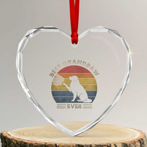 Best Grandpaw Ever Heart Crystal Glass Ornament Retro Dog Grandpa Fathers Day Gift From Dog TS10 Transparent Glass 3'' Heart Print Your Wear