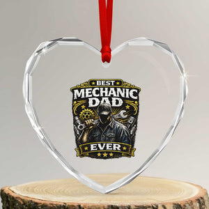 Best Mechanic Dad Ever Heart Crystal Glass Ornament Auto Repair Fathers Day Graphic TS12 Transparent Glass 3'' Heart Print Your Wear