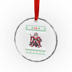 Best Pucking Christmas Ever Crystal Glass Ornament Santa Hockey Goalie Ugly Sweater Gift TS12 Print Your Wear