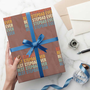 Best Stepdad Ever Wrapping Paper Roll Funny Retro Stepdad Bonus Dad TS10 Mocha Print Your Wear