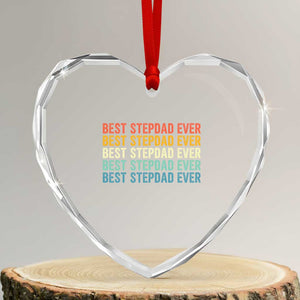 Best Stepdad Ever Heart Crystal Glass Ornament Funny Retro Stepdad Bonus Dad TS10 Transparent Glass 3'' Heart Print Your Wear
