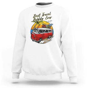 Best Travel Buddy Ever Sweatshirt Vintage Beach Van Summer Vacation TS11 White Print Your Wear
