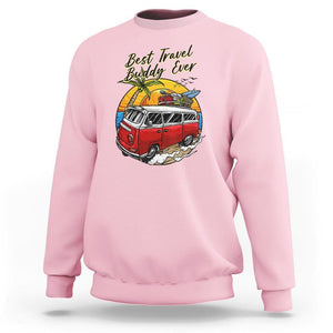 Best Travel Buddy Ever Sweatshirt Vintage Beach Van Summer Vacation TS11 Light Pink Print Your Wear