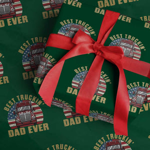 Best Truckin Dad Ever Wrapping Paper Roll Funny Driver Fathers Day Gift TS12 Green Print Your Wear