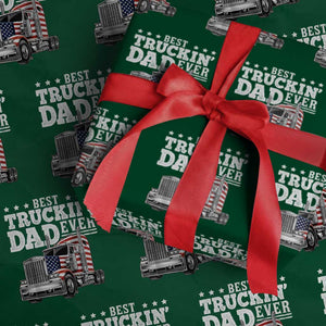 Best Truckin Dad Ever Wrapping Paper Roll Funny Rig Trucker Fathers Day