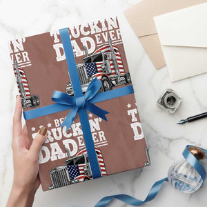 Best Truckin Dad Ever Wrapping Paper Roll Funny Rig Trucker Fathers Day