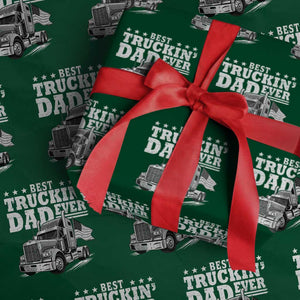Best Truckin Dad Ever Wrapping Paper Roll Trucker Papa Fathers Day Gift