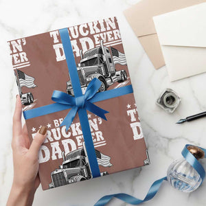Best Truckin Dad Ever Wrapping Paper Roll Trucker Papa Fathers Day Gift