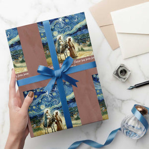 Bethlehem Starry Night Wrapping Paper Roll Nativity Luke 2:11 Christian Xmas TS14 Mocha Print Your Wear