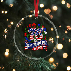 Bicentennial Babe 50th Birthday Crystal Glass Ornament Vintage 1976 Retro USA Floral TS11 Print Your Wear
