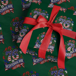 Bicentennial Babe 50th Birthday Wrapping Paper Roll Vintage 1976 Retro USA Floral