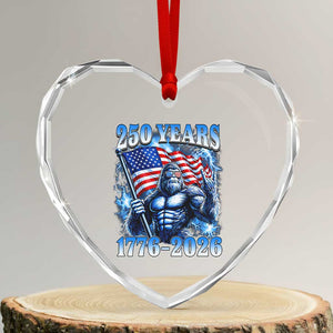 Bigfoot 250th Anniversary America Heart Crystal Glass Ornament 250 Years Of Freedom 4th July 1776 2026 Patriotic Flag TS10 Transparent Glass 3'' Heart Print Your Wear