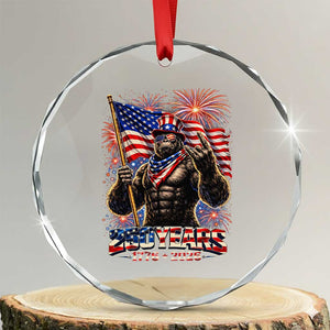 Bigfoot 250th Anniversary Crystal Glass Ornament USA Independence 250 Years Of Freedom 1776 2026 Patriotic Flag TS10 Transparent Glass 3'' Circle Print Your Wear