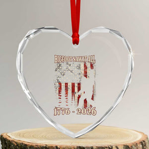 Bigfoot 250th Anniversary USA Heart Crystal Glass Ornament Bigfoot Saw It All 1776 2026 4th of July