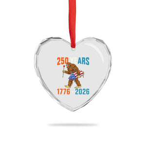 250th Anniversary USA Bigfoot Heart Crystal Glass Ornament Funny Sasquatch American Flag Fireworks Fourth of July TS14 Print Your Wear