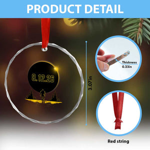 Bigfoot August 12 2026 Total Solar Eclipse Crystal Glass Ornament Totality Sasquatch Cryptid Stargazer Memorabilia TS02 Print Your Wear