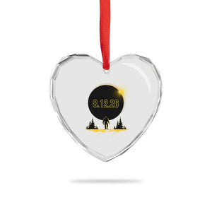 Bigfoot August 12 2026 Total Solar Eclipse Heart Crystal Glass Ornament Totality Sasquatch Cryptid Stargazer Memorabilia TS02 Print Your Wear