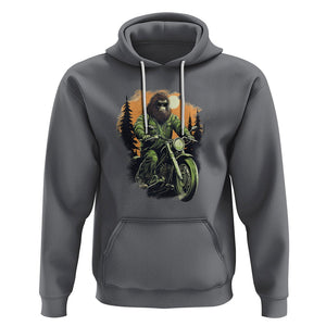 Bigfoot Biker Funny Sasquatch Riding A Motorcycle Vintage Hoodie TS09 Charcoal Printyourwear