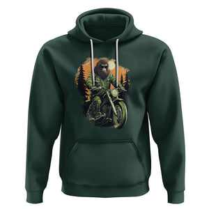 Bigfoot Biker Funny Sasquatch Riding A Motorcycle Vintage Hoodie TS09 Dark Forest Green Printyourwear