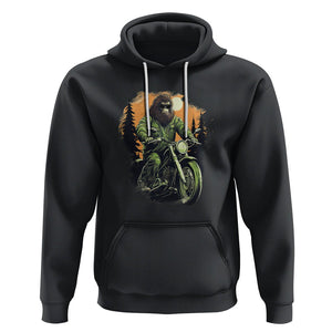 Bigfoot Biker Funny Sasquatch Riding A Motorcycle Vintage Hoodie TS09 Black Printyourwear