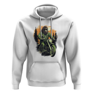 Bigfoot Biker Funny Sasquatch Riding A Motorcycle Vintage Hoodie TS09 White Printyourwear