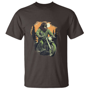 Bigfoot Biker Funny Sasquatch Riding A Motorcycle Vintage T Shirt TS09 Dark Chocolate Printyourwear